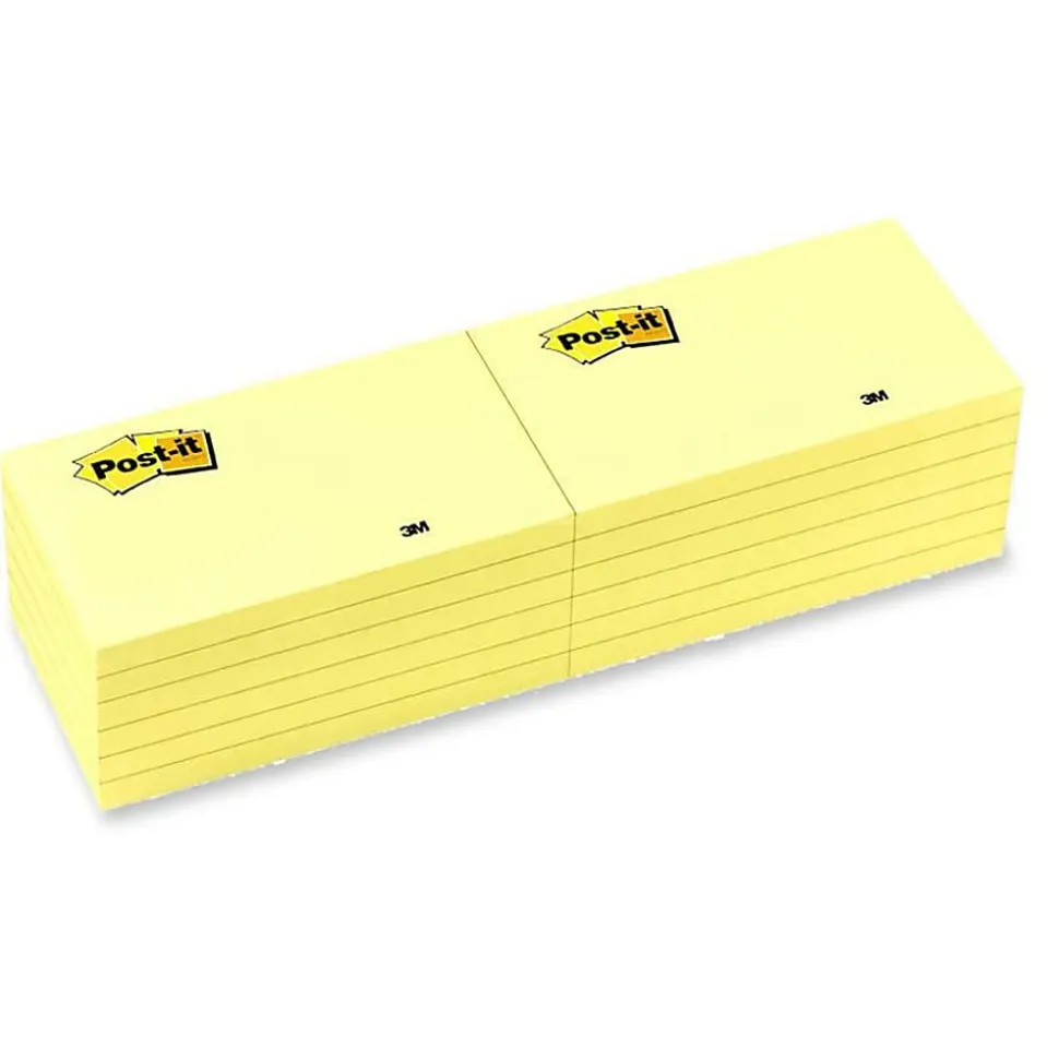 Post-it® Notes, 3 x 5 in, 12 Sticky Note Pads, 100 Sheets/Pad, School Supplies and Office Products, The Iconic Canary Yellow