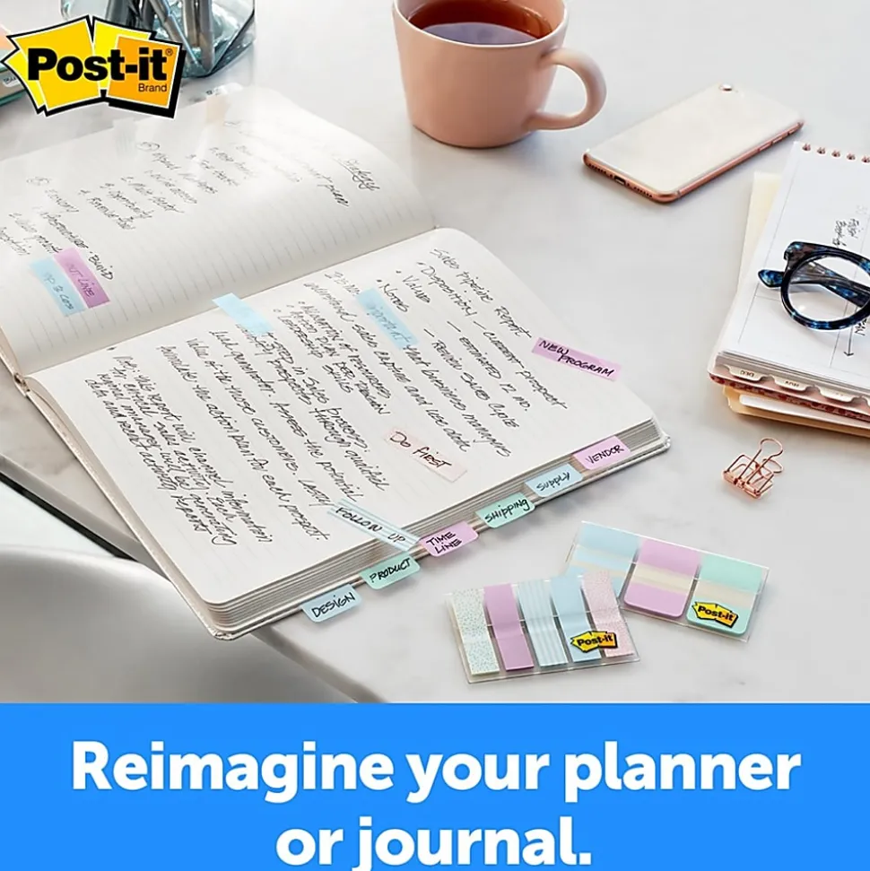 Post-it® Pastel Color Tabs - 12 Tab(s)/Set - 1" Tab Height x 1.50" Tab Width - Assorted Pastel Tab(s) - 36 / Pack