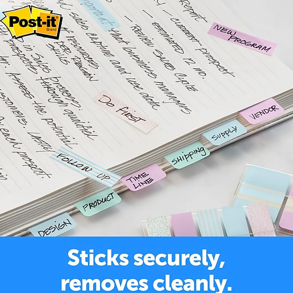 Post-it® Pastel Color Tabs - 12 Tab(s)/Set - 1" Tab Height x 1.50" Tab Width - Assorted Pastel Tab(s) - 36 / Pack