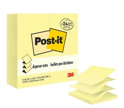 Post-it® Pop Up Notes, 3 x 3 in, 24 Bulk Sticky Note Pads, 100 Sheets/Pad, School Supplies and Office Products, Accordion Sticky Notes, Canary Yellow
