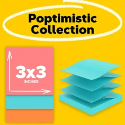 Post-it® Pop Up Notes, 3 x 3 in, 12 Sticky Note Pads, 100 Sheets/Pad, School Supplies and Office Products, Accordion Sticky Notes, Poptimistic