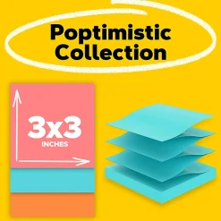 Post-it® Pop Up Notes, 3 x 3 in, 18 Sticky Note Pads, 100 Sheets/Pad, School Supplies and Office Products, Accordion Sticky Notes, Poptimistic