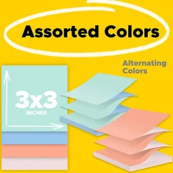 Post-it® Pop Up Notes, 3 x 3 in, 12 Sticky Note Pads, 100 Sheets/Pad, Accordion Sticky Notes Works with Pop Up Dispenser, Beachside Café