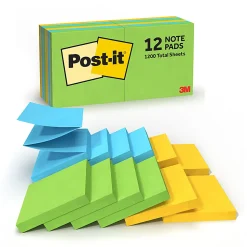 Post-it® Pop-up Notes, 3 x 3 in, 12 Sticky Note Pads, 100 Sheets/Pad, School Supplies and Office Products, Accordion Sticky Notes, Floral Fantasy