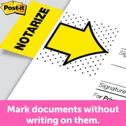 Post-it® Printed Flags, "Notarize", 1" x 1 -11/16", Yellow, 50 Flags Per Pad, Pack Of 2 Pads
