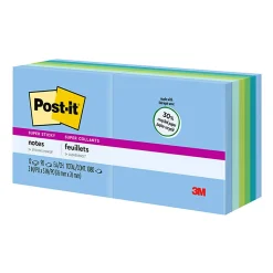 Post-it® Recycled Super Sticky Notes, 12 Pads, 90 Sheets, 3 in x 3 in, 2x Sticking Power, School Supplies & Office Products - 65412SST