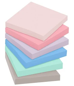 Post-it® Recycled Super Sticky Notes, 3 in x 3 in, 12 Pads, 90 Sheets/Pad, 2x the Sticking Power, Wanderlust Pastels Collection, 30% Recycled