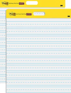 Post-it® Self Stick Wall Pad, 20 in x 23 in, 2 Pads, 20 Sheets/Pad, Primary Ruled,  White
