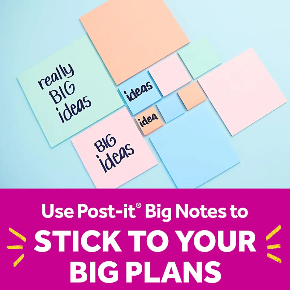 Post-it® Super Sticky Big Notes, 8 x 8 in, 1 Sticky Note Pad, 30 Sheets/Pad, Great for Vision Boards, Creative Projects, Study Spaces, Fresh Mint
