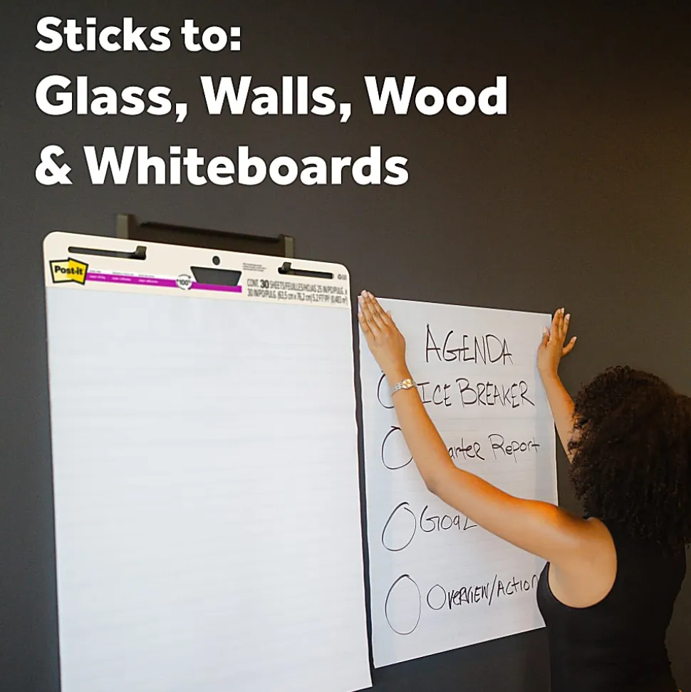 Post-it® Super Sticky Easel Pads, 25" x 30", 8 Pads, 30 Sheets/Pad, 30% Recycled, School Supplies for Classrooms, White
