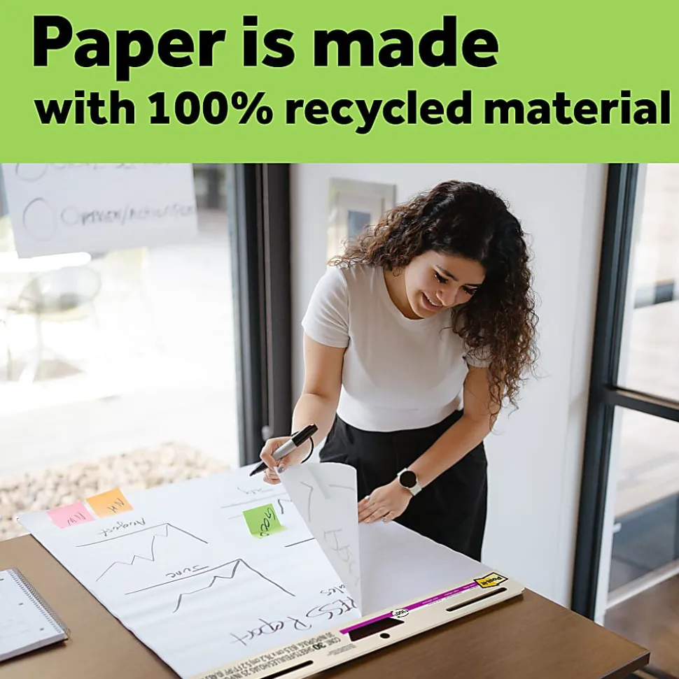 Post-it® Super Sticky Easel Pads, 25" x 30", 8 Pads, 30 Sheets/Pad, 30% Recycled, School Supplies for Classrooms, White