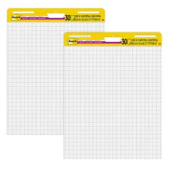 Post-it® Super Sticky Easel Pads, 25 in x 30 in, 2 Pads, 30 Sheets/Pad, Grid Lined, Great for Virtual Teachers and Students, White