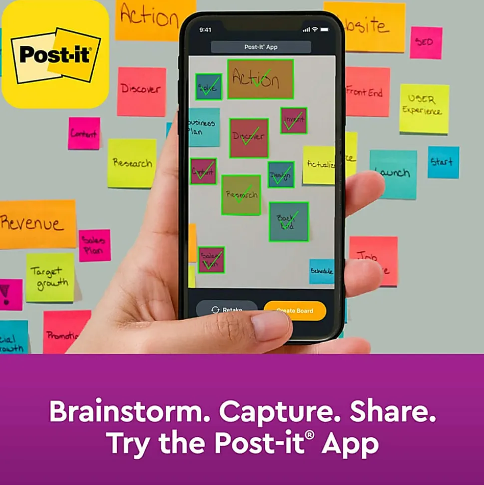 Post-it® Super Sticky Notes,Energy Boost Color Collection , 2" x 2", 18 Pads, 90 Sheets per Pad - 62218SSAUC