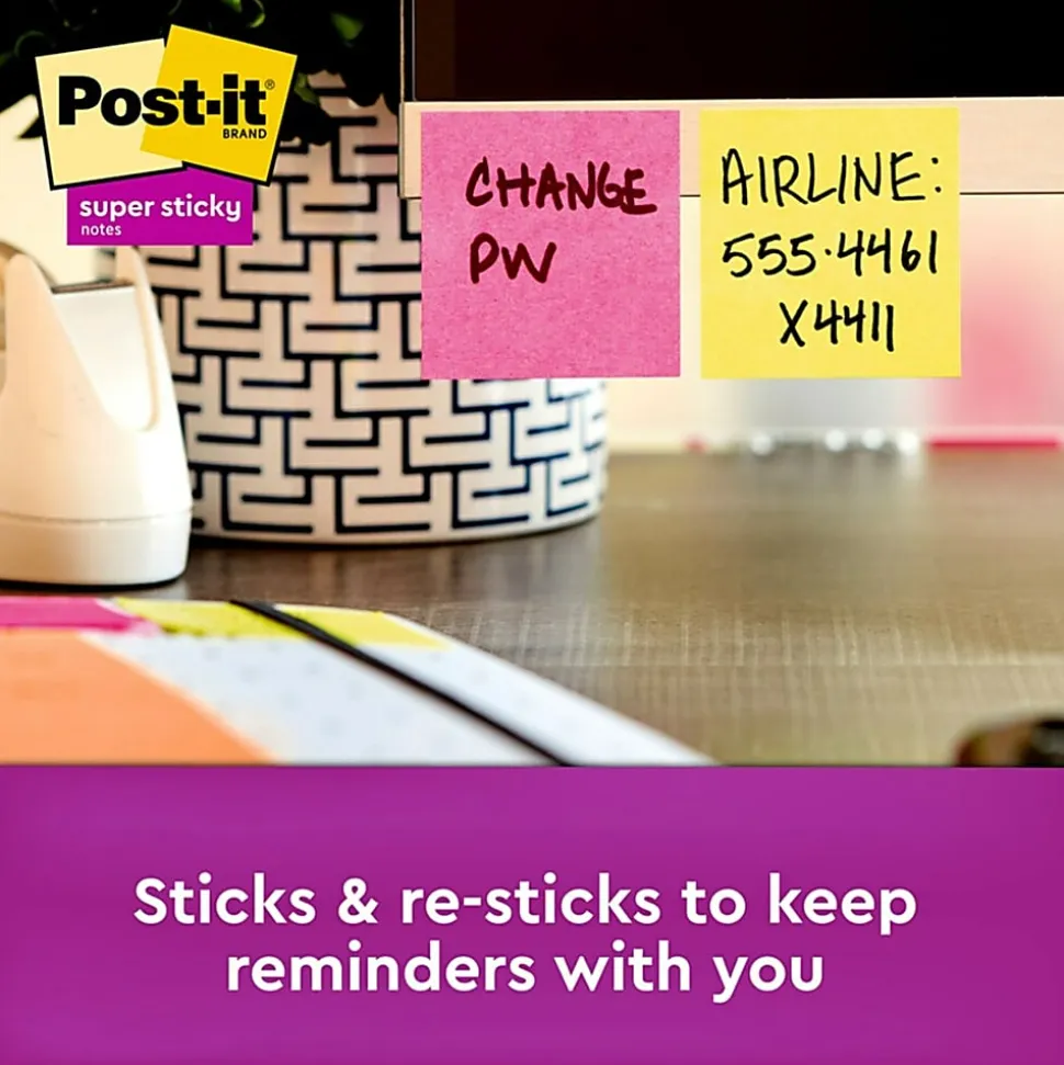 Post-it® Super Sticky Notes,Energy Boost Color Collection , 2" x 2", 18 Pads, 90 Sheets per Pad - 62218SSAUC