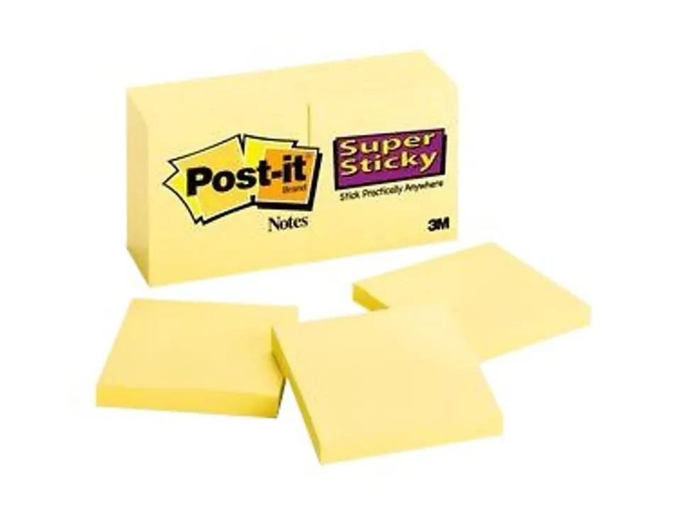Post-it® Super Sticky Notes, 3 in x 3 in, 10 Pads, 90 Sheets/Pad, 2x the Sticking Power, Canary Yellow