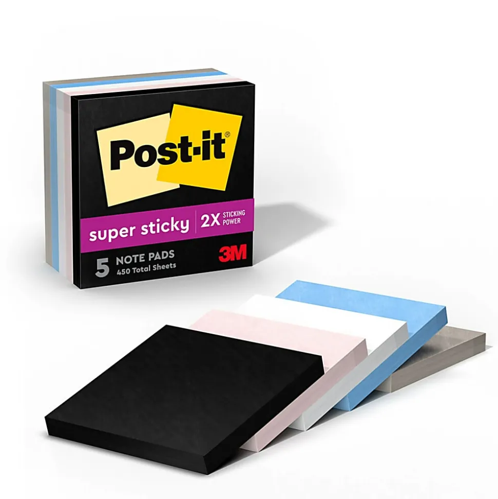 Post-it® Super Sticky Notes, 3 in. x 3 in., Simply Serene Collection, 5 Pads/Pack, 90 Sheets/Pad