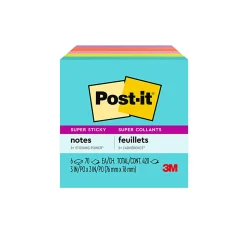 Post-it® Super Sticky Notes, 3 in. x 3 in., Supernova Neons Collection, 6 Pads/Pack, 70 Sheets/Pad