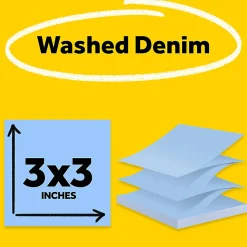 Post-it® Super Sticky Notes-To-Go Pop Up Notes, 3 x 3 in, 1 Sticky Note Pad, 90 Sheets/Pads, Great for School, Office or Classroom, Washed Denim