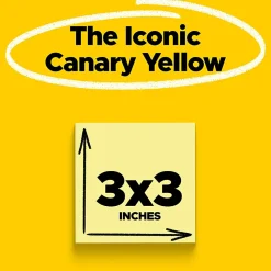 Post-it® Super Sticky Notes, 3 x 3 in, 6 Sticky Note Pads, 70 Sheets/Pad, 2X the Sticking Power, School Supplies and Office Products, Canary Yellow