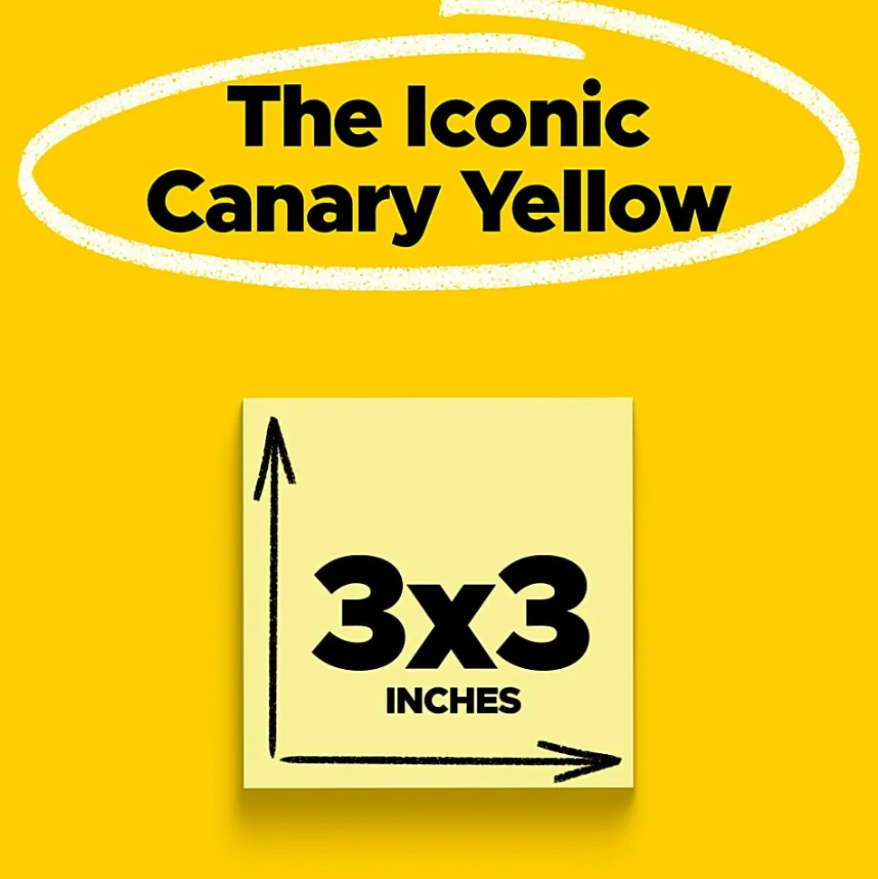 Post-it® Super Sticky Notes, 3 x 3 in, 6 Sticky Note Pads, 70 Sheets/Pad, 2X the Sticking Power, School Supplies and Office Products, Canary Yellow