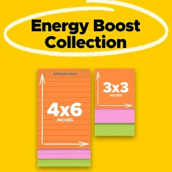 Post-it® Super Sticky Notes, 3 x 3 in, 9 Lined and Unlined Sticky Note Pads, 90 Sheets/Pad, School Supplies and Office Products, Energy Boost