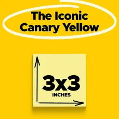 Post-it® Super Sticky Notes, 3 x 3 in, 5 Sticky Note Pads, 90 Sheets/Pad, 2X the Sticking Power, School Supplies and Office Products, Canary Yellow