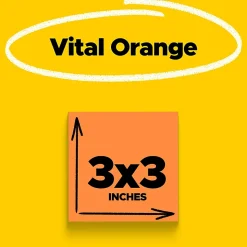 Post-it® Super Sticky Notes, 3 x 3 in, 5 Sticky Note Pads, 90 Sheets/Pad, 2X the Sticking Power, School Supplies and Office Products, Neon Orange