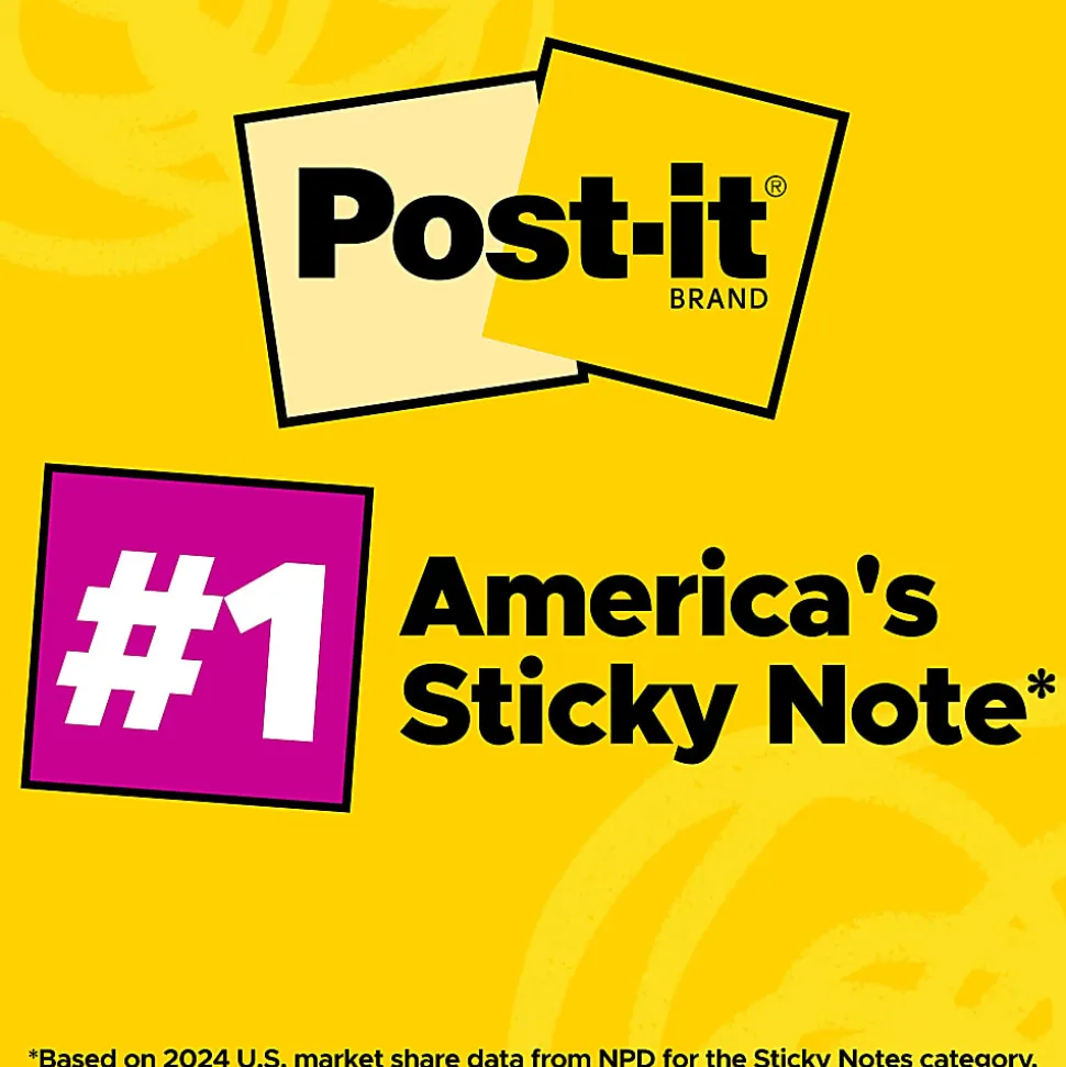 Post-it® Super Sticky Notes, 3 x 3 in, 5 Sticky Note Pads, 90 Sheets/Pad, 2X the Sticking Power, School Supplies and Office Products, Neon Orange