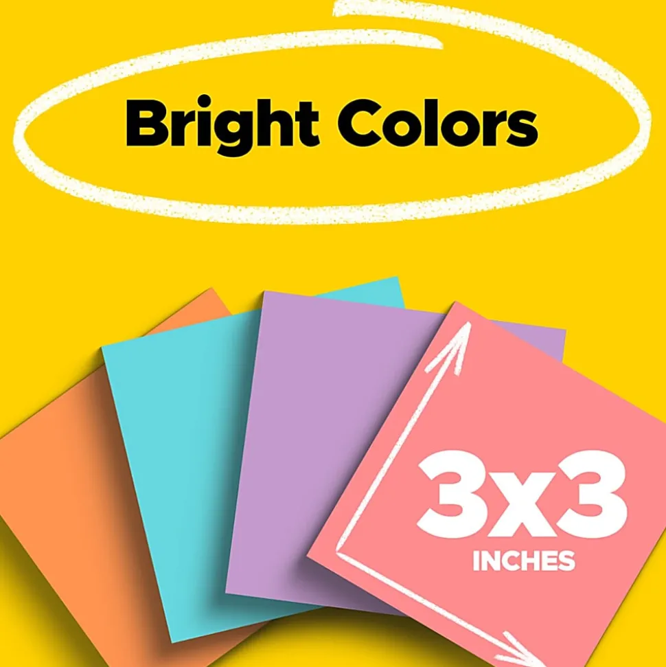 Post-it® Super Sticky Notes, 3 x 3 in, 18 Sticky Note Pads, 90 Sheets/Pad, 2X the Sticking Power, School and Office Supplies, Assorted Colors