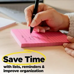 Post-it® Super Sticky Notes, 5 x 8 in, 2 Lined Sticky Note Pads, 45 Sheets/Pad, 2X the Sticking Power, School and Office Supplies, Energy Boost