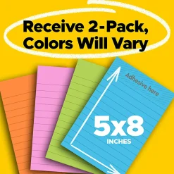 Post-it® Super Sticky Notes, 5 x 8 in, 2 Lined Sticky Note Pads, 45 Sheets/Pad, 2X the Sticking Power, School and Office Supplies, Energy Boost