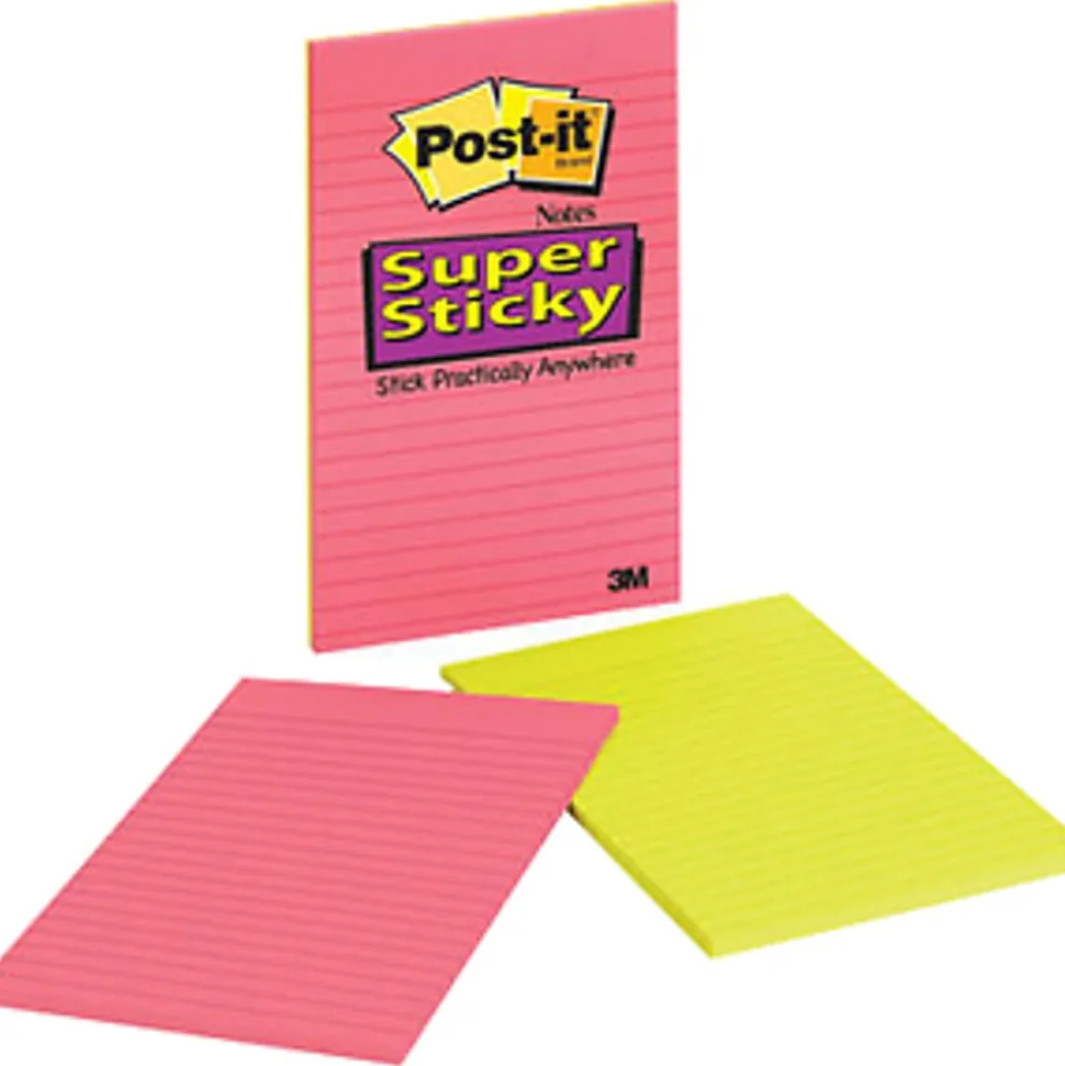 Post-it® Super Sticky Notes, 5 x 8 in, 2 Lined Sticky Note Pads, 45 Sheets/Pad, 2X the Sticking Power, School and Office Supplies, Energy Boost