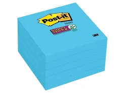 Post-it® Super Sticky Notes, 3 x 3 in, 5 Sticky Note Pads, 90 Sheets/Pad, 2X the Sticking Power, School Supplies and Office Products, Blue Paradise