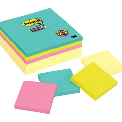 Post-it® Super Sticky Notes, 3 x 3 in, 24 Bulk Sticky Note Pads, 90 Sheets/Pad, 2X the Sticking Power, School and Office Supplies, Supernova Neons
