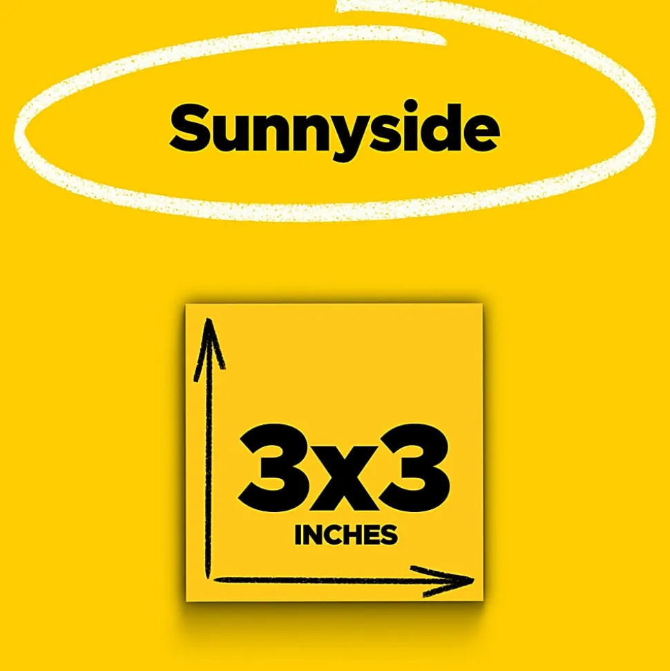 Post-it® Super Sticky Notes, 3 x 3 in, 5 Sticky Note Pads, 90 Sheets/Pad, School Supplies and Office Products, Notes for Vertical Surfaces, Sunnyside