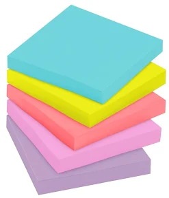 Post-it® Super Sticky Notes, 3 x 3 in, 5 Sticky Note Pads, 90 Sheets/Pad, 2X the Sticking Power, School Supplies and Office Products, Supernova Neons