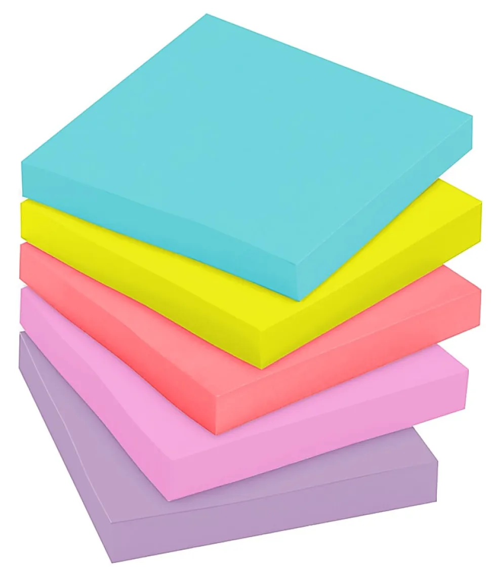 Post-it® Super Sticky Notes, 3 x 3 in, 5 Sticky Note Pads, 90 Sheets/Pad, 2X the Sticking Power, School Supplies and Office Products, Supernova Neons