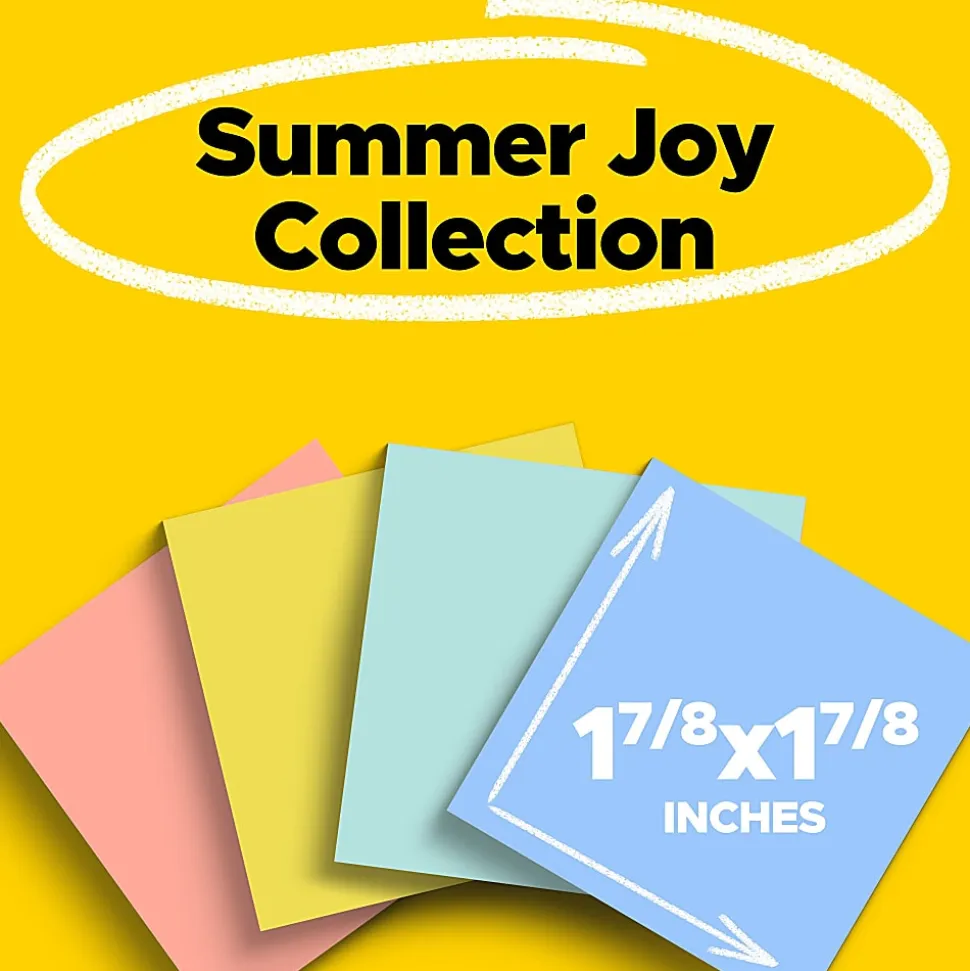 Post-it® Super Sticky Notes, 1.88 x 1.88 in, 18 Mini Sticky Note Pads, 90 Sheets/Pad, 2X the Sticking Power, School and Office Supplies, Summer Joy