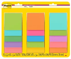 Post-it® Super Sticky Notes, 3 x 3 in, 15 Sticky Note Pads, 45 Sheets/Pad, 2X the Sticking Power, Energy Boost