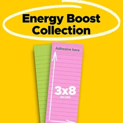 Post-it® Super Sticky Notes, 3 x 8 in, 2 Lined Sticky Note Pads, 45 Sheets/Pad, 2X the Sticking Power, School and Office Supplies, Energy Boost