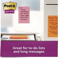 Post-it® Super Sticky Notes, 4 x 6 in, 5 Lined Sticky Note Pads, 90 Sheets/Pad, 2X the Sticking Power, School Supplies and Office Products, Summer Joy