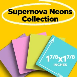 Post-it® Super Sticky Notes, 1.88 x 1.88 in, 8 Mini Sticky Note Pads, 90 Sheets/Pad, 2X the Sticking Power, School Supplies, Supernova Neons