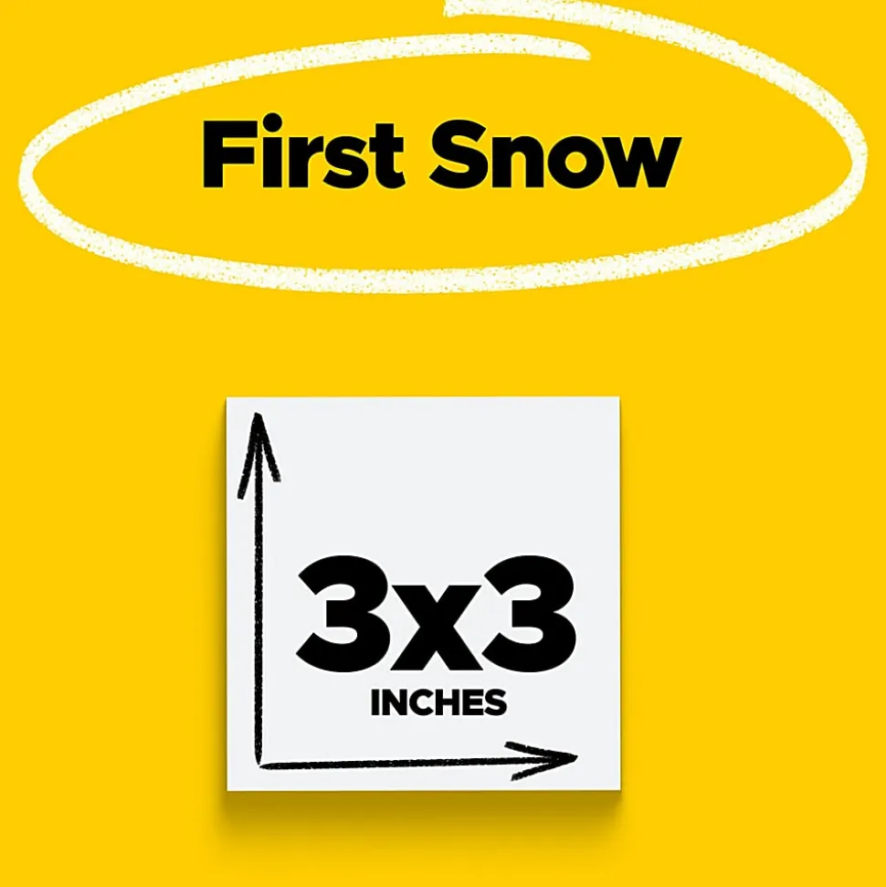 Post-it® Super Sticky Notes, 3 x 3 in, 5 Sticky Note Pads, 90 Sheets/Pad, 2X the Sticking Power, School Supplies and Office Products, First Snow
