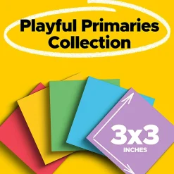 Post-it® Super Sticky Notes, 3 x 3 in, 6 Sticky Note Pads, 70 Sheets/Pad, 2X the Sticking Power, School and Office Supplies, Playful Primaries