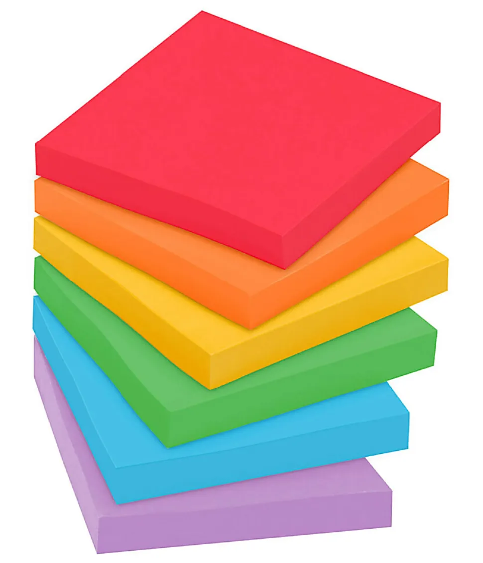 Post-it® Super Sticky Notes, 3 x 3 in, 6 Sticky Note Pads, 70 Sheets/Pad, 2X the Sticking Power, School and Office Supplies, Playful Primaries