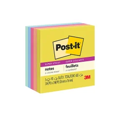 Post-it® Super Sticky Notes, 3 x 3 in, 5 Sticky Note Pads, 90 Sheets/Pad, 2X the Sticking Power, School Supplies and Office Products, Summer Joy
