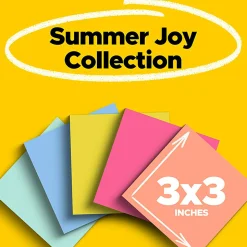 Post-it® Super Sticky Notes, 3 x 3 in, 5 Sticky Note Pads, 90 Sheets/Pad, 2X the Sticking Power, School Supplies and Office Products, Summer Joy