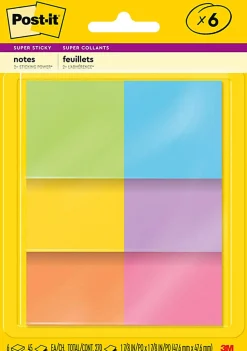 Post-it® Super Sticky Notes, 1.88 x 1.88 in, 6 Sticky Note Pads, 45 Sheets/Pad, 2X the Sticking Power, School Supplies, Energy Boost