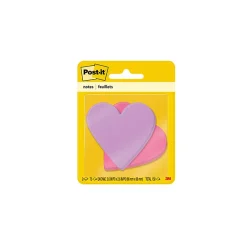 Post-it® Super Sticky Notes, 3 x 3 in, 2 Heart Shaped Pads, 75 Sheets/Pad, 2X the Sticking Power, School Supplies and Office Products, Assorted Colors