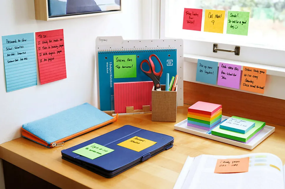Post-it® Super Sticky Notes, 5" x 8", Playful Primaries Collection, Lined, 45 Sheets, Pack Of 4 Pads